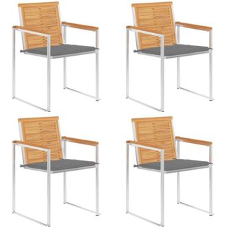 vidaXL Sillas De Jard&iacute;n 4 Unidades Con Cojines Madera Maciza Teca Vidaxl