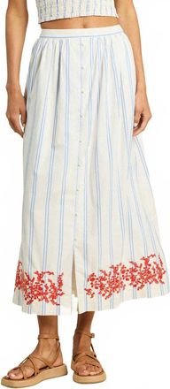 Trovata Lisette Midi Skirt In Cerulean Stripe