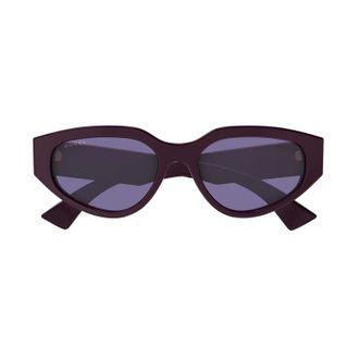 Gucci Oval Frame Sunglasses - Burgundy