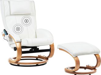 Beliani Beliani - Sill&oacute;n Reclinable De Piel Sint&eacute;tica Con Reposapi&eacute;s Con Calefacci&oacute;n Y Masaje Blanco Majestic