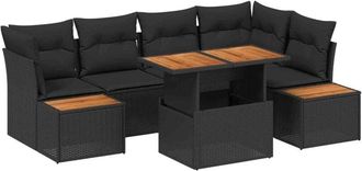 vidaXL Garden Sofa Set with Storage 10 pcs Black Poly rattan vidaXL
