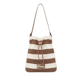 Miu Miu Pre-owned Miu Miu Striped Canvas Logo Drawstring Handbag Ladies OGNL4VWCMA23MWIW