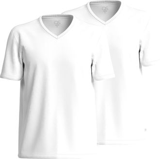 QS by s.Oliver T-Shirt QS, Herren, Gr. XXL, wei&szlig;, Jersey, Obermaterial: 100% Baumwolle, unifarben, regular fit normal, V-Ausschnitt, Shirts T-Shirt, mit V-Ausschnitt