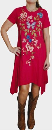 Johnny Was Handkerchief Knit Dress Nicolette In Racing Red