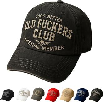 Generic Old Fuckers Club-Vintage Baseball Cap, 100% Bitter Lifetime Member Vintage Cotton Baseball Cap (Black Gold)