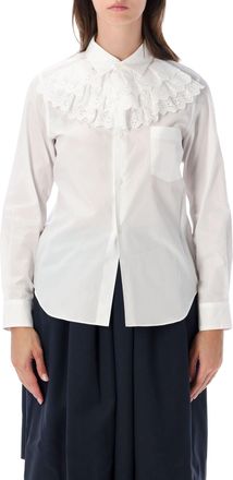 Comme Des Gar&ccedil;ons Sangallo Lace Ruffle Front Cotton Shirt