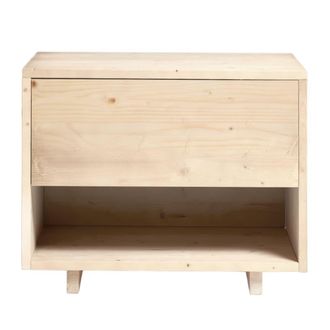 Hannun Mesita de noche de madera maciza de abeto en color beige