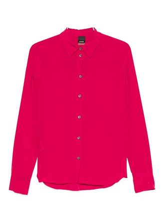 Pinko Cyclamen Red Lightweight Silk Classic Shirt