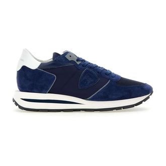 Philippe Model Blue Tropez Trainers in Technical Fabric and Suede - male - Philippe Model - Sneakers - Blue - 10 UK - Shoes