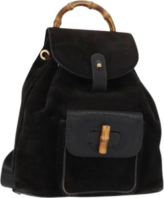 Gucci Pre-owned Vintage Suede Rugzak - Dames - Vintage Rugzakken - Zwart - ONE Size - Su&egrave;de - Vintage