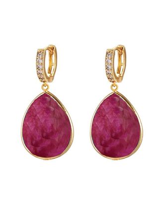 Liv Oliver 18K Plated 25.00 Ct. Tw. Treated Ruby Cz Embellished Earrings