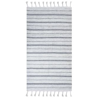 Beliani Alfombra Blanco Crema Gris 80 X 150 Cm Pl&aacute;stico Reciclado Patr&oacute;n A Rayas Bademli