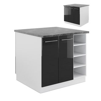 Vicco Isla De Cocina Fame-line, Antracita Brillo Intenso/blanco, 90 Cm Sin Encimera