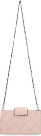 Tory Burch Fleming Mini Leather Wallet on Chain - Dames - Schoudertassen - Roze - ONE Size - Leer - Tassen