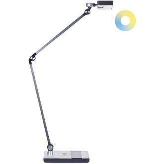 Beliani LED Desk Lamp LACERTA with Wireless Charger Metal Silver
