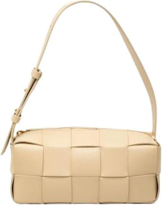 Bottega Veneta Pre-owned Woven Nappa Shoulder Bag - Dames - Vintage Handtas - Beige - ONE Size - Leer - Vintage