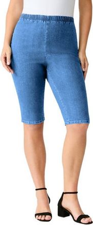 Roaman's Plus Size Comfort Stretch Bermuda Jean Short in Light Stonewash at Nordstrom, Size 18