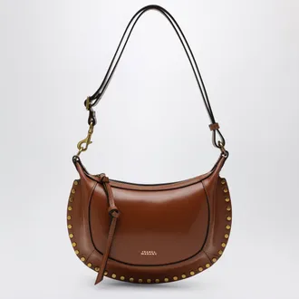 Isabel Marant Oskan Moon shoulder bag in calfskin leather cognac