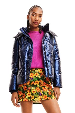 Desigual Padded Hamilton Metallic Blue Puffer Jacket 23WWEW78