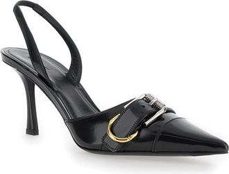 Givenchy Womens Black Slingback Pumps With Buckle Detail Calf Leather