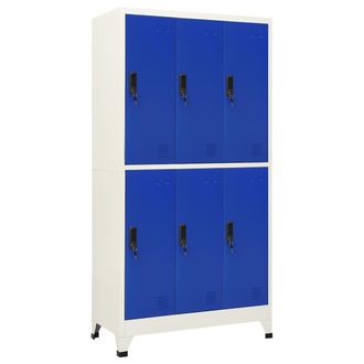 vidaXL Vidaxl - Armadietto Con Serratura Grigio E Blu 90x45x180 Cm In Acciaio