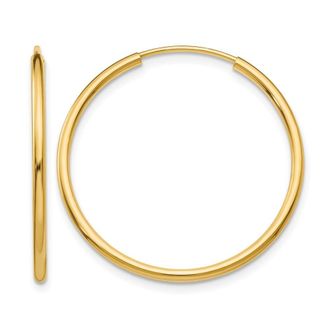 Diamond2Deal 14k Gold 1.50mm Polished Round Hoop Earrings 25 mm