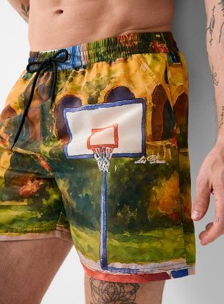 Les Deux Mens Basketball hoop swim trunk