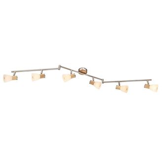 Netlighting Gylfi Ceiling Spotlight Bar Nickel Matt Opal Glass Shade 6x E14 in Grey