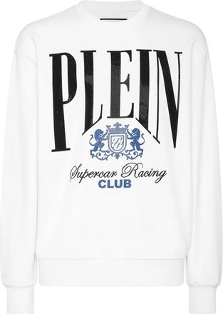 Philipp Plein Racing Club Sweatshirt - Heren - Sweatshirts - Wit - L - Katoen - Hoodies & sweatvesten