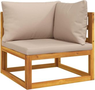 vidaXL Sof&aacute; Modular De Esquina Madera Aciza Acacia Cojines Gris Taup&eacute; Vidaxl