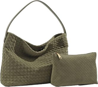 Generic Womens Woven Handbag Fashion Shoulder Bag Handbags And Purse Trend Female Tote Bags Bucket(Olive green)