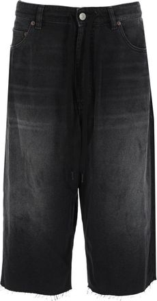 Maison Margiela Knee-Length Faded Black Raw Denim Shorts