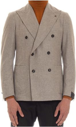 Tagliatore Double-breasted Jas met Brede Revers - Heren - Blazers - Bruin - XL - Wol - Jassen