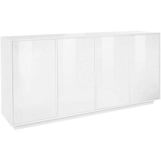 Dmora Credenza Aulina, Madia da cucina a 4 ante, Buffet da soggiorno, 100% Made in Italy, cm 180x41h86, Bianco lucido - Dmora