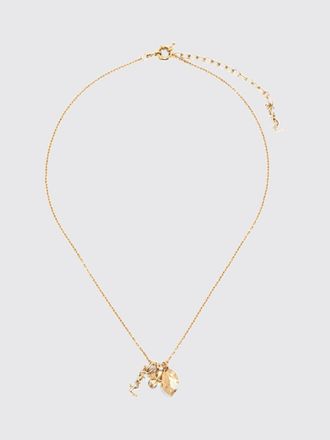 Saint Laurent Collana Cassandre in ottone dorato con ciondolo Monogram YSL