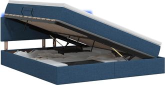 vidaXL Cama De Almacenamiento Led Con Colch&oacute;n Azul 140 X 200 Cm Tela Vidaxl