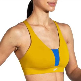 Brooks Drive Plunge Run Bra In Golden Hour/bluetiful