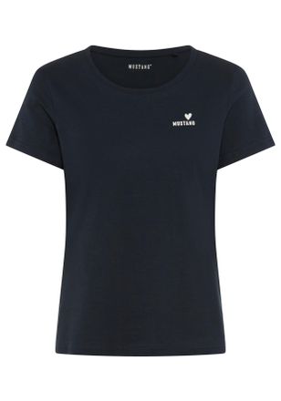 Mustang T-Shirt MUSTANG, Damen, Gr. XL, schwarz saphire, Jersey, Obermaterial: 100% Baumwolle, normal normal, Rundhals, Shirts T-Shirt, Trageangenehme Baumwol