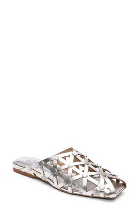 Ash Bone Studded Cutout Slide Sandal in Silver at Nordstrom, Size 5Us
