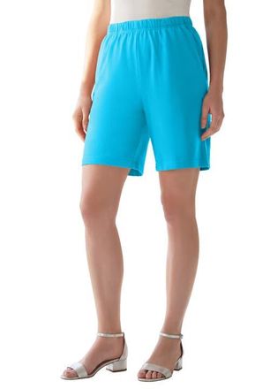 Roaman's Plus Size Soft Knit Pull-On Short in Ocean at Nordstrom, Size Large