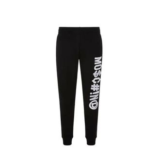Moschino Logo Jogging Trousers with Ribbed Trims - male - Moschino - Sweatpants - Black - M - Trousers