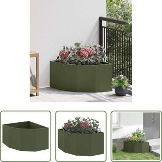 vidaXL Giardino esterno - Vaso dangolo Oliver verde 60 x 60 x 35 cm Acciaio