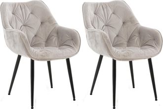Clp Clp - Set De 2 Sillas De Comedor Tanna En Terciopelo Gris