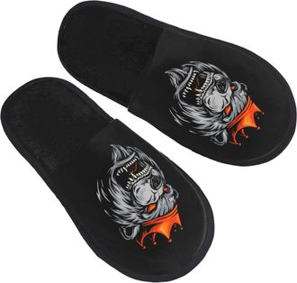 Generic Cotton Slipper Angry Bear With Crown Warm Womens Slippers Comfortable Fluffy Spa Slippers Travel Hotels L
