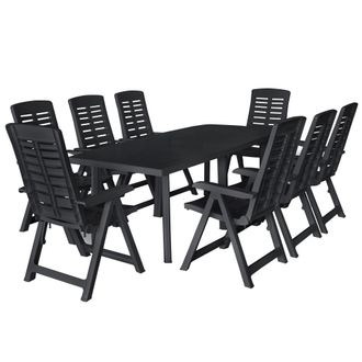 vidaXL Conjunto De Comedor De Jard&iacute;n 9 Piezas Pl&aacute;stico Gris Antracita Vidaxl