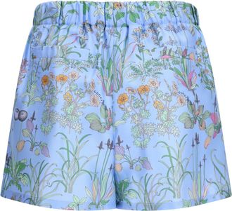 Gucci Womens Printed Silk Twill Shorts Azure-Ivory-Mc Bermuda Azure/ivory/mc