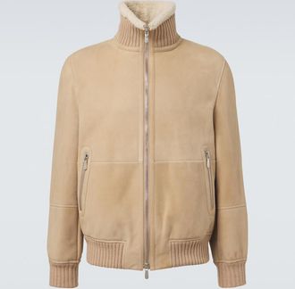 Brunello Cucinelli Shearling-lined suede bomber jacket
