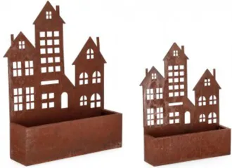 Decorspace Decor Space - Set 2 Portafiore Rossana Villaggio Ruggine In Acciaio Per Uso Interno Ed Esterno