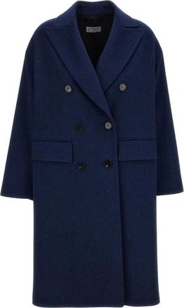 Alberto Biani Double-Breasted Coat - Dames - Mantel - Blauw - S - Wol - Jassen