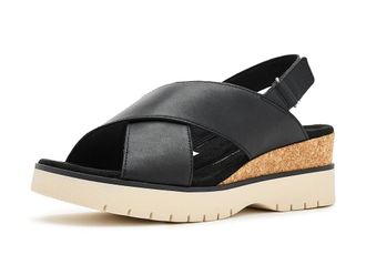 Clarks Diaz Cross Womens Wedge Shoes Black Leather : 7.5 B - Medium